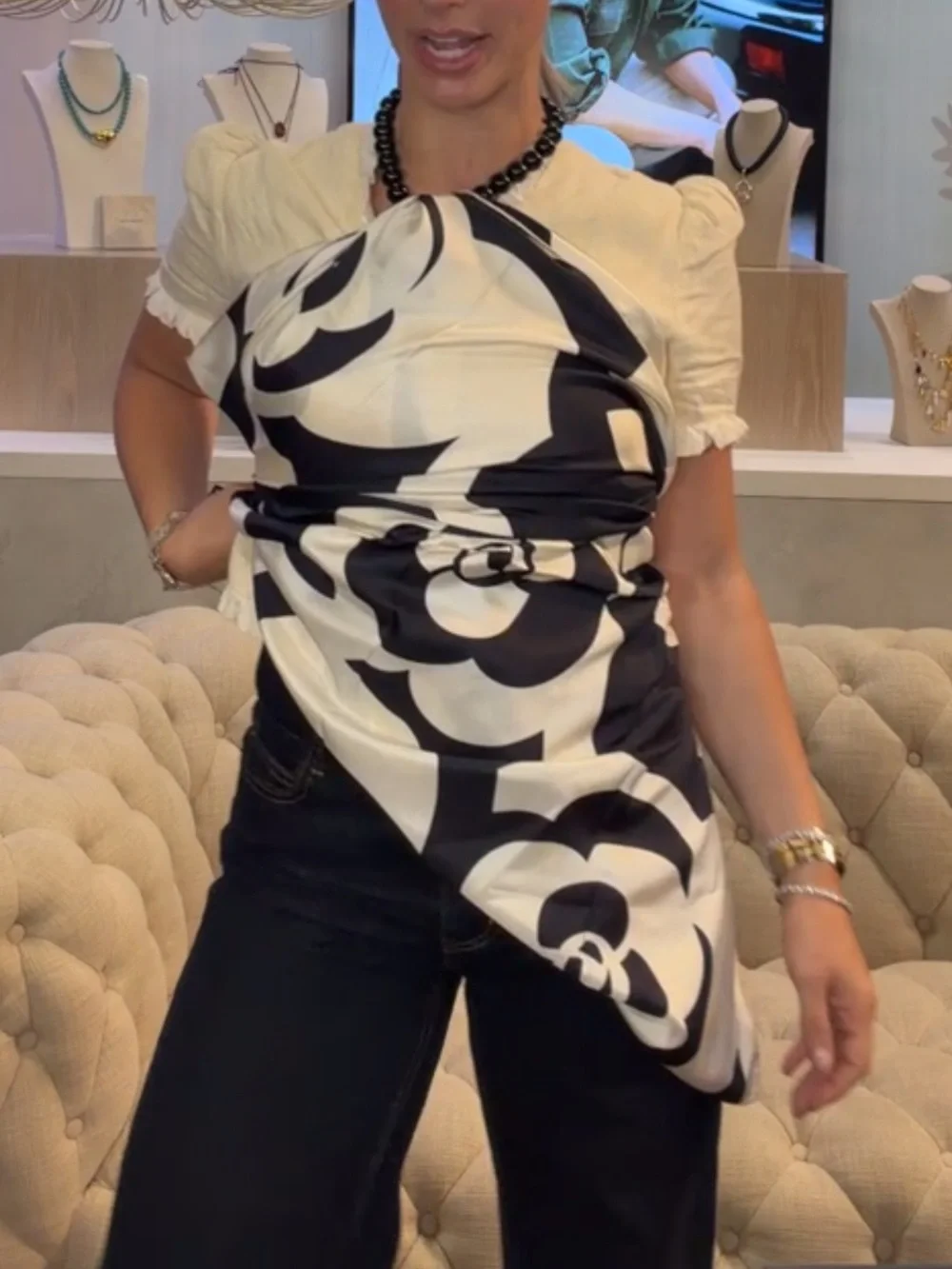 Carolina Lemke Nocturne Bloom Silk Scarf With Hand Rolled Edge